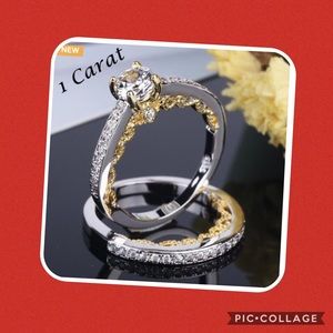 2CTW 925 Sterling Silver Stamped over/Gold Set